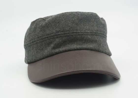 Unisex кожа/шерстяная воинская крышка изогнули Брайна кожаного Билла 58 CM